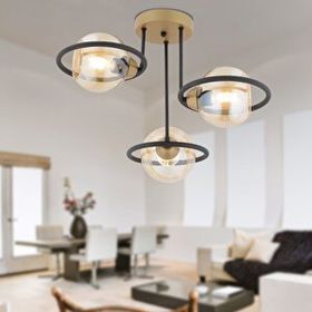 Apliqa 4100-03-FR-BL Becca 3'lü Siyah Eskitme Bal Camlı Modern Oturma Odası Salon Avize