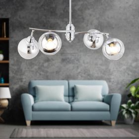 Apliqa 4102-04-CH-01 Abbey 4'lü Krom Rengi Krom Camlı Yuvarlak Modern Oturma Odası Salon Avize