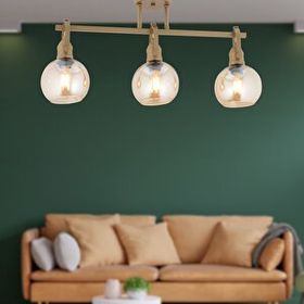 Apliqa 4103-03S-FR Cherish 3'lü Sıralı Eskitme Bal Camlı Modern Avize