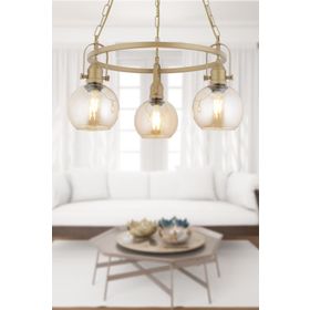 Apliqa 4103-03Y-FR Cherish 3'lü Yuvarlak Eskitme Bal Camlı Modern Oturma Odası Salon Avize