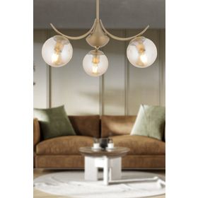 Apliqa 4104-03-FR-01 Germaine 3'lü Yuvarlak Eskitme Bal Camlı Modern Avize