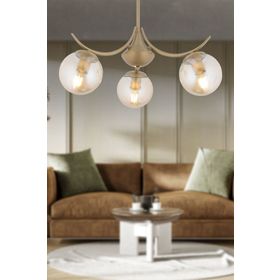 Apliqa 4104-03-FR-01 Germaine 3'lü Yuvarlak Eskitme Bal Camlı Modern Avize