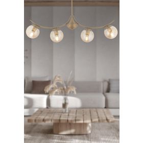 Apliqa 4104-04-FR-01 Germaine 4'lü Sıralı Eskitme Bal Camlı Modern Avize