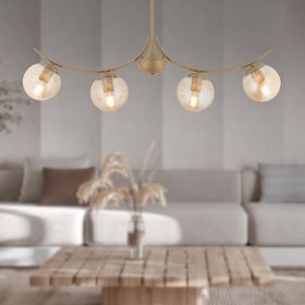 Apliqa 4104-04-FR-01 Germaine 4'lü Sıralı Eskitme Bal Camlı Modern Avize
