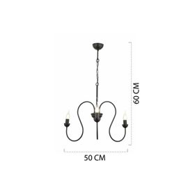 Apliqa 7000-04-3Y-BL Flor 3lü Yuvarlak Siyah Modern Salon Avize