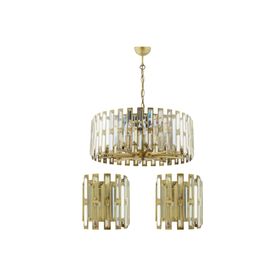 Apliqa 7000-1131-11-50-03 Gallıano Eskitme Boyalı Kristal Taşlı Modern Salon Avize 3 Parça Avize Seti