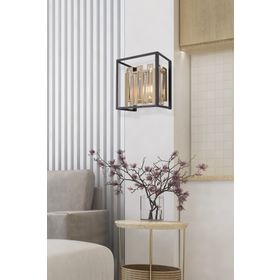 Apliqa Adran Siyah Eskitme Kristal Taşlı Duvar Lambası Yatak Odası Yatak Başı Salon için Aplik