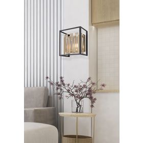 Apliqa Adran Siyah Eskitme Kristal Taşlı Duvar Lambası Yatak Odası Yatak Başı Salon için Aplik