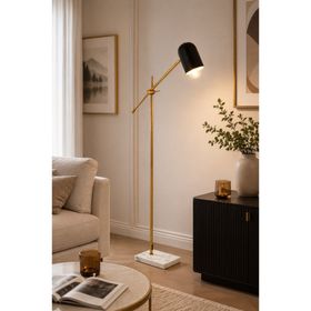 Apliqa Ahren Siyah Eskitme Retro Başlıklı Modern Dekoratif Köşe Lambader