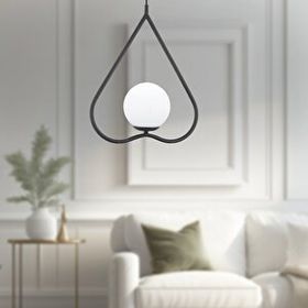 Apliqa Alaner Tekli Siyah Sarkıt Beyaz Camlı Modern Sarkıt Mutfak Salon Sarkıt Avize