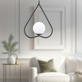 Apliqa Alaner Tekli Siyah Sarkıt Beyaz Camlı Modern Sarkıt Mutfak Salon Sarkıt Avize