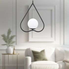 Apliqa Alaner Tekli Siyah Sarkıt Beyaz Camlı Modern Sarkıt Mutfak Salon Sarkıt Avize