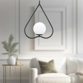Apliqa Alaner Tekli Siyah Sarkıt Beyaz Camlı Modern Sarkıt Mutfak Salon Sarkıt Avize