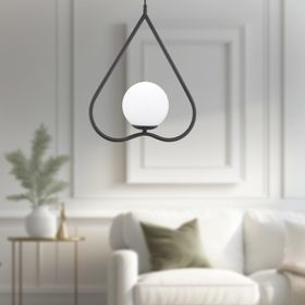 Apliqa Alaner Tekli Siyah Sarkıt Beyaz Camlı Modern Sarkıt Mutfak Salon Sarkıt Avize