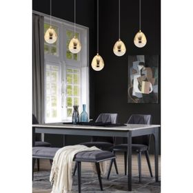 Apliqa Amaya 5'li Sıralı Gold Damla Başlıklı Modern Salon Led Avize