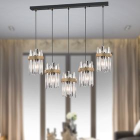 Apliqa Apatit 5'li Sıralı Siyah Eskitme Kristal Taşlı Modern Koridor Yatak Odası Salon Kristalli Avize