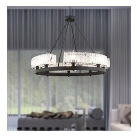 Apliqa Azalea 8'li Siyah Kristalli Taşlı Modern Tasarım Kristal Salon Avize