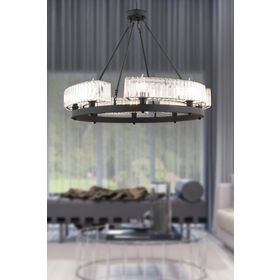 Apliqa Azalea 8'li Siyah Kristalli Taşlı Modern Tasarım Kristal Salon Avize