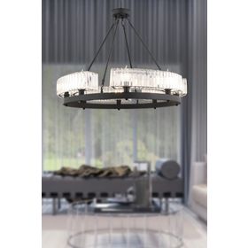 Apliqa Azalea 8'li Siyah Kristalli Taşlı Modern Tasarım Kristal Salon Avize