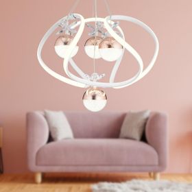 Apliqa Balca 4'lü Beyaz Bakır 3 Renkli 84 Watt Ledli Kelebek Led Avize