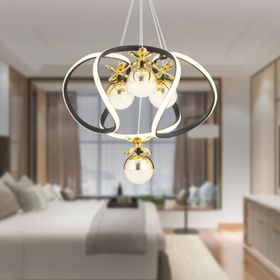 Apliqa Balca 4'lü Siyah Gold 3 Renkli 84 Watt Ledli Modern Oturma Odası Koridor Salon Led Avize