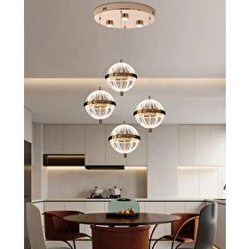Apliqa Barkın 4'lü 24 Watt Yuvarlak Gold Ledli Modern Salon Avize