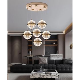 Apliqa Barkın 6'lı 40 Watt Yuvarlak Gold Ledli Modern Salon Avize