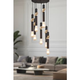 Apliqa Barnaby 7'li Yuvarlak Siyah Eskitme Sarkıt Modern Genç Odası Mutfak Salon Sarkıt Avize