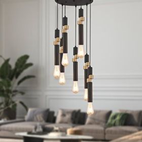 Apliqa Barnaby 7'li Yuvarlak Siyah Eskitme Sarkıt Modern Genç Odası Mutfak Salon Sarkıt Avize