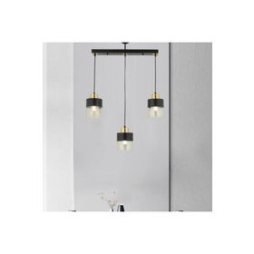 Apliqa Boris 3'lü Sıralı Siyah Gold Sarkıt Modern etro Salon Avize