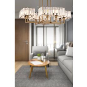 Apliqa Brambles 8'li Eskitme Kristalli Taşlı Modern Tasarım Kristal Salon Avize