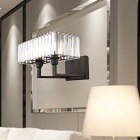 Apliqa Brambles Siyah Kristal Taşlı Duvar Lambası Yatak Odası Yatak Başı Salon için Aplik
