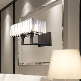 Apliqa Brambles Siyah Kristal Taşlı Duvar Lambası Yatak Odası Yatak Başı Salon için Aplik