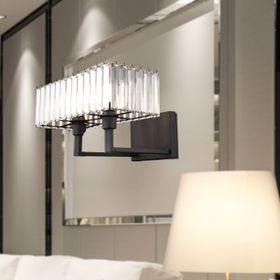 Apliqa Brambles Siyah Kristal Taşlı Duvar Lambası Yatak Odası Yatak Başı Salon için Aplik