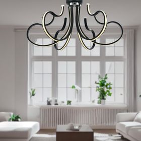 Apliqa Budin 6'lı Siyah 72 Watt Sarkıt Ledli Modern Mutfak Banyo Led Salon Plafonyer Avize