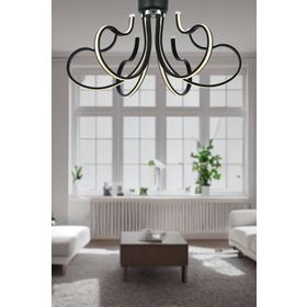Apliqa Budin 6'lı Siyah 72 Watt Sarkıt Ledli Modern Mutfak Banyo Led Salon Plafonyer Avize