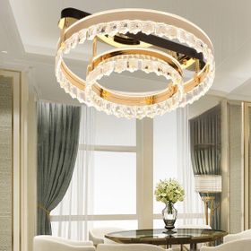Apliqa Canel Gold İki Katlı 122 watt Kristal Taşlı Modern Led Plafonyer Led Avize