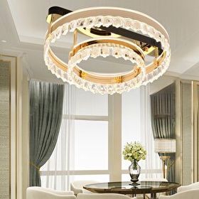 Apliqa Canel Gold İki Katlı 122 watt Kristal Taşlı Modern Led Plafonyer Led Avize