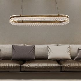 Apliqa Canel Gold Sıralı 116 watt Kristal Taşlı Modern Yemek Masası Led Avize