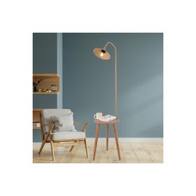 Apliqa Clifferd Eskitme Başlıklı Ahşap Sehpalı Modern Ayaklı Abajur Lamba Ahşap Lambader