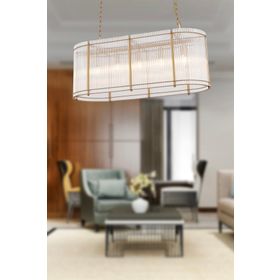 Apliqa Coswell 5'li Sıralı Eskitme Yemek Masası Üstü Kristalli Taşlı Modern Tasarım Kristal Salon Avize