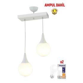 Apliqa Damla 2'li Yuvarlak Beyaz Avize