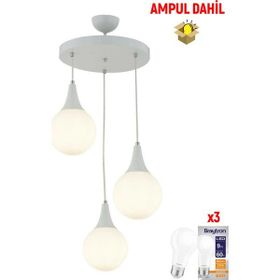 Apliqa Damla 3'lü Yuvarlak Led Ampul Dahil Avize