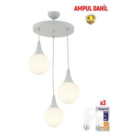 Apliqa Damla 3'lü Yuvarlak Led Ampul Dahil Avize