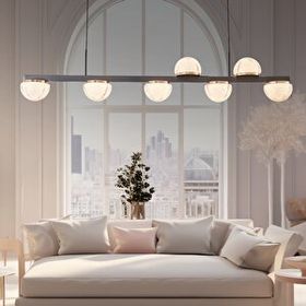 Apliqa Derem 7'li Sıralı Siyah Gold 80 Watt Kristal Taşlı Salon Led Sarkıt Avize