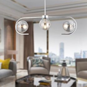 Apliqa Diaspor 3lü Krom Füme Camlı Modern Sarkıt Genç Odası Yatak odası Retro Salon Avize