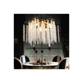 Apliqa Dina Serip Gold Kaplamalı Modern Tasarım Salon Kristal Sarkıt Avize