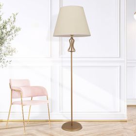 Apliqa Duarte Beyaz Şapkalı Eskitme Modern Tasarım Ayaklı Abajur Lamba Metal Lambader