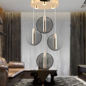 Apliqa Dustin 4'lü Yuvarlak 3 Renk 52 Watt Gold Kristal Ledli Sarkıt Avize