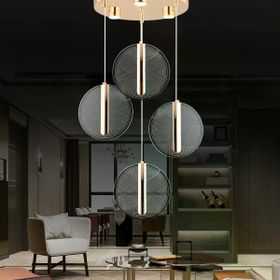 Apliqa Dustin 4'lü Yuvarlak 3 Renk 52 Watt Gold Kristal Ledli Sarkıt Avize